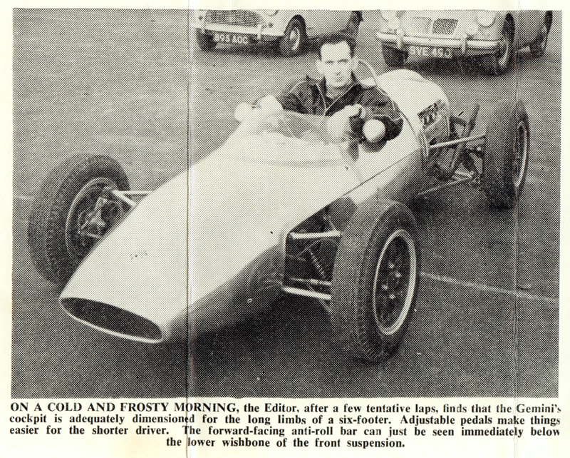 1961 Gemini Mk3A Cosworth-Ford 996cc Formula Junior – photo ‘The Motoring News’ 9 Feb 1961