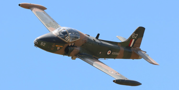 BAC Strikemaster Mk88 NZ6362, ‘clean’ without the four underwing ‘parent rack’ stations fitted – photo by Phil Craig at the ‘Wings over Wairarapa’ airshow, Masterton, 22 Feb 17