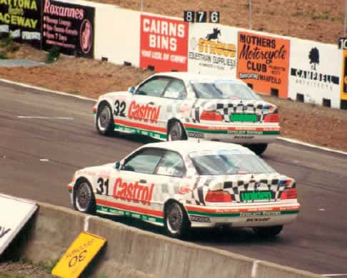 Brett Riley #31, Craig Baird #32 BMW 325i Coupes — Manfeild, January 1994. Photo: Jim Barclay