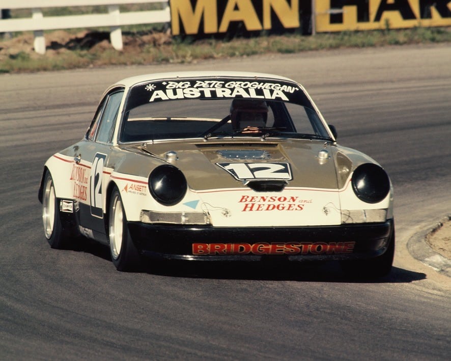Ian ‘Big Pete’ Geoghegan - Porsche 911S 3.0 litre – Bay Park 27th October 1974 Photo Graham Rendell