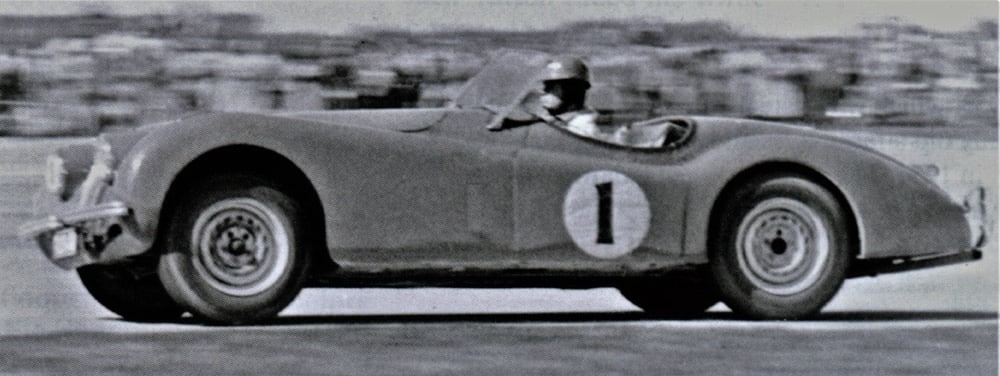 Ohakea 14 Mar 53 – Peter Harrison Jaguar XK120 – photo Bruce Watt/Bruce McLaren Trust Collection in Brian Watson’s book, page 96