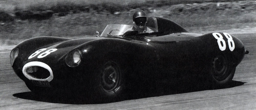 Levin 30 Nov 63 - Gary Bremner in the maroon-coloured Jaguar D-Type - photo Jack Inwood in Vercoe’s book ‘Historic Racing Cars of NZ’