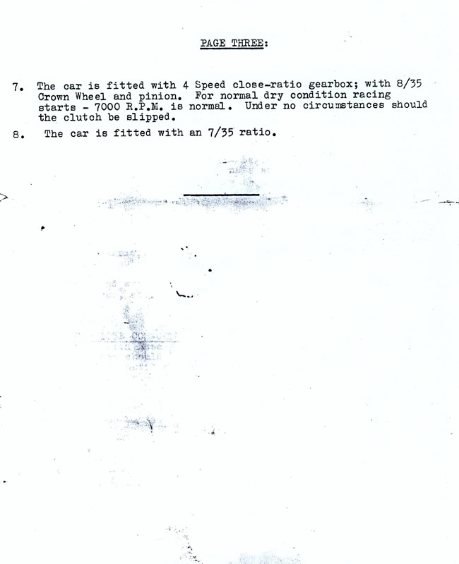 Notes On Preparation and maintenance of the 1961 Mk 3A Gemini F Jnr car