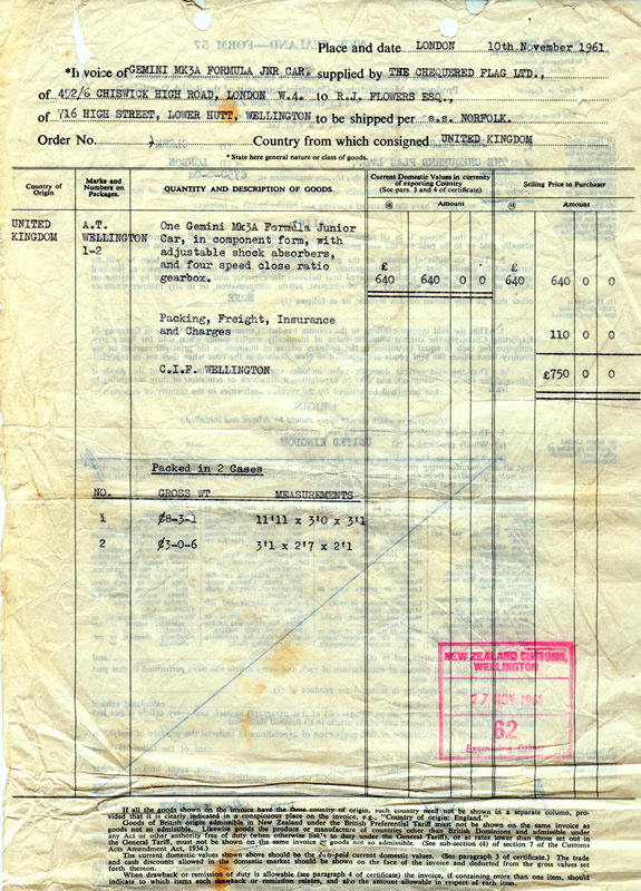 NZ Government Form 57 –Combined Certificate of Value and of Origin and Invoice of Goods for Exportation to New Zealand – page 2