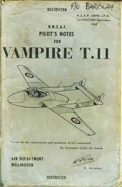 Pilots Notes Vampire T11