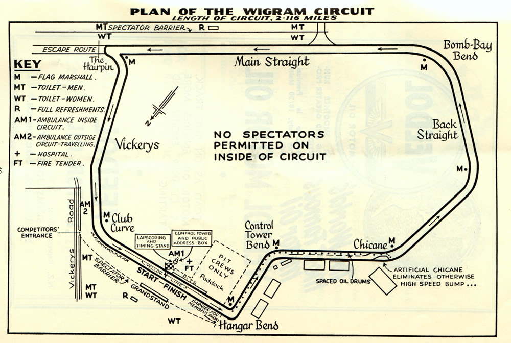 The Wigram Circuit – source 1959 Wigram Programme